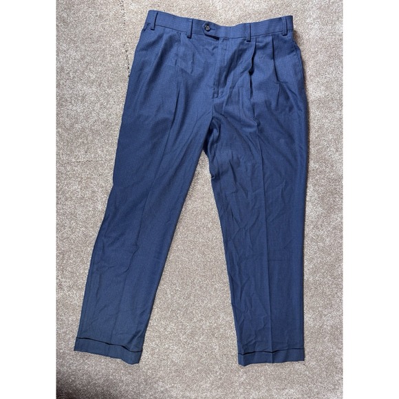 Lauren Ralph Lauren Other - Ralph Lauren Dress Pants Men's 36 x 32 Blue Check‎ Pleated Cuffed Slacks